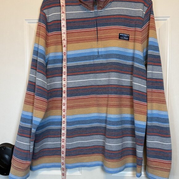 LL Bean Traditional Fit Multicolor Striped Pullover Sweatshirt Men’s XL 1/4 Zip - Picture 4 of 11